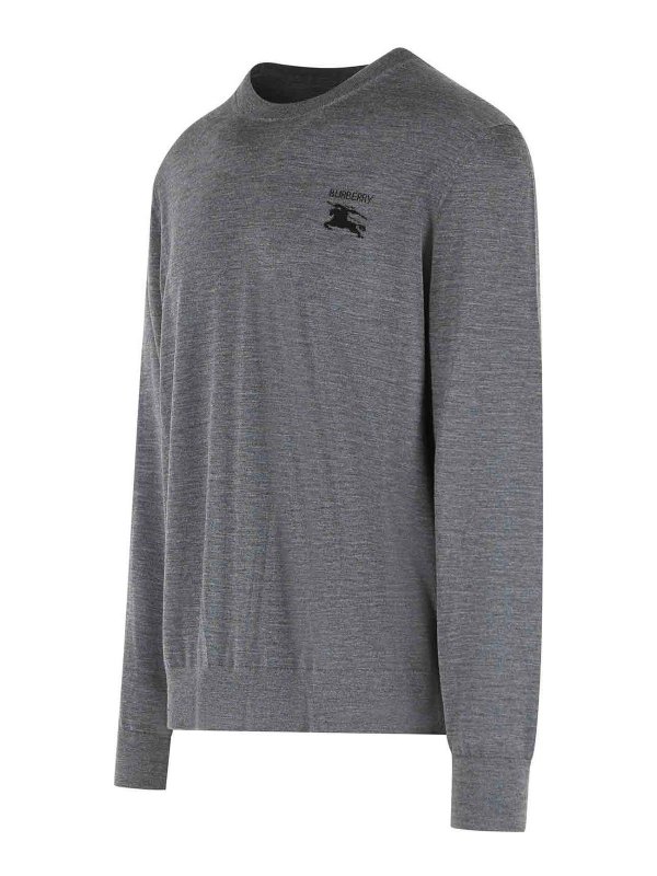 The Best Shops BURBERRY: Strickpullover mit Rundhalsausschnitt - Rundhalspullover - Grau