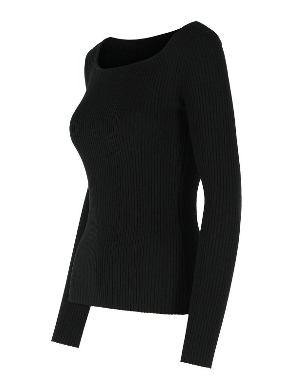 The Best Shops Courreges: Strickpullover mit Rundhalsausschnitt - Rundhalspullover - Schwarz