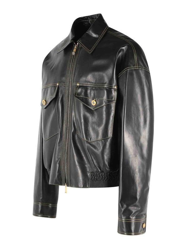 The Best Shops VERSACE: leather jacket - Black Leather Jacket