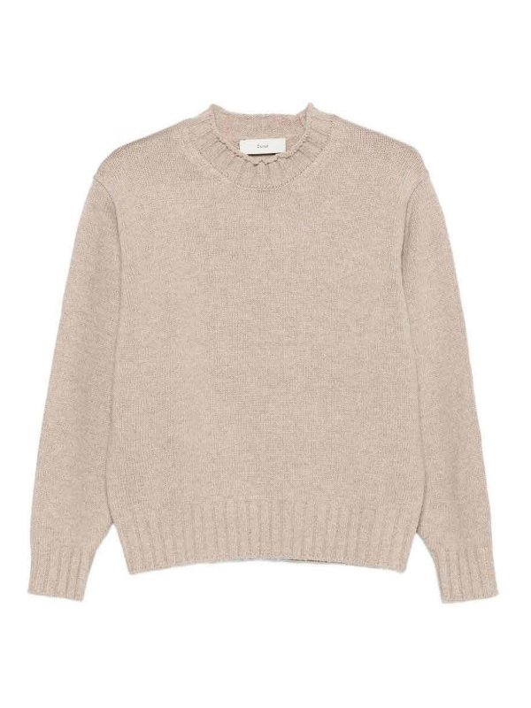 DUNST: Strickpullover mit Rundhalsausschnitt - Rundhalspullover - Beige