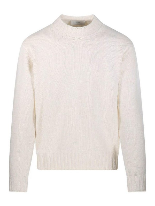 DUNST: Strickpullover mit Rundhalsausschnitt - Rundhalspullover - Weiß