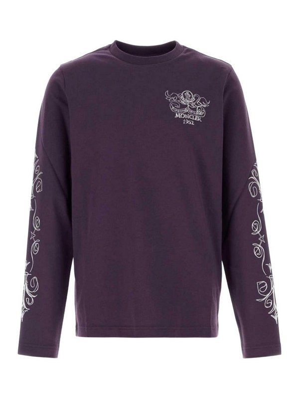 MONCLER: t-shirt - T-shirt con patch logo