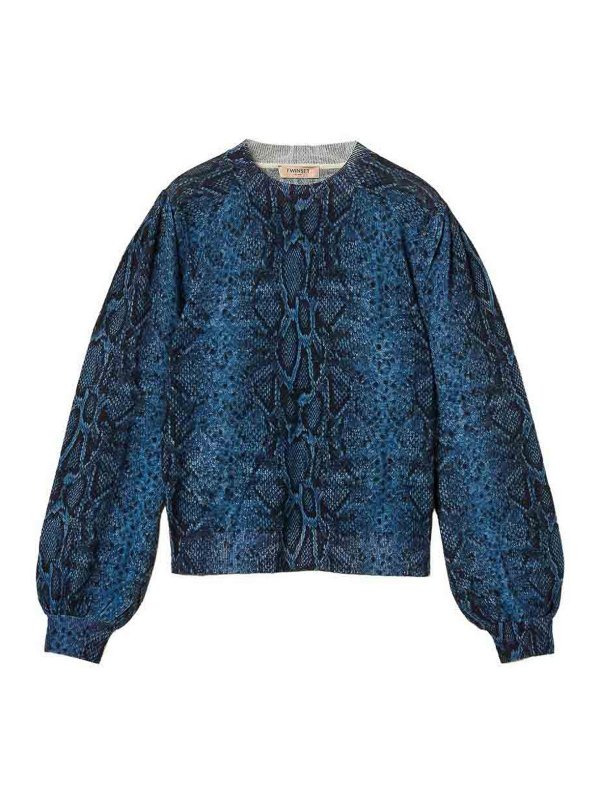 TWINSET: Strickpullover mit Rundhalsausschnitt - Rundhalspullover - Blau