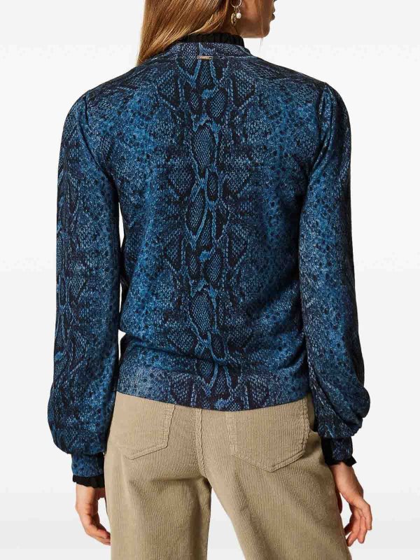 TWINSET: Strickpullover mit Rundhalsausschnitt online - Rundhalspullover - Blau