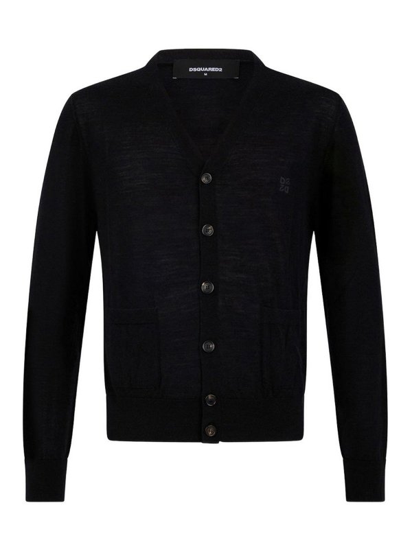 DSQUARED2: Suéteres con cuello pico - Suéter Cuello Redondo - Negro