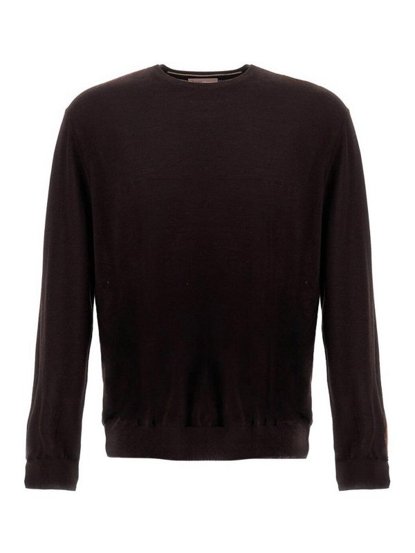 HERNO: Strickpullover mit Rundhalsausschnitt - Rundhalspullover - Dunkelbraun