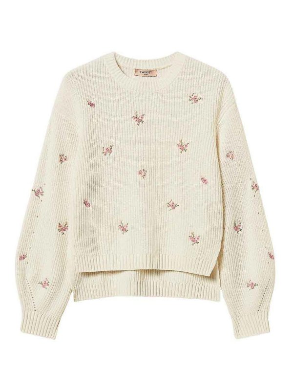 TWINSET: Strickpullover mit Rundhalsausschnitt - Rundhalspullover - Keine