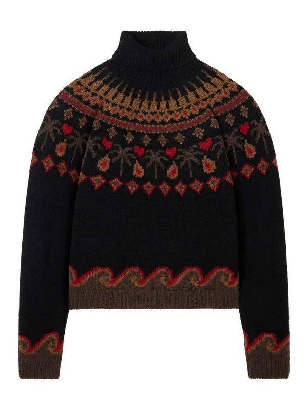 ALANUI: Suéteres con cuello pico - Suéter Cuello Redondo - Negro