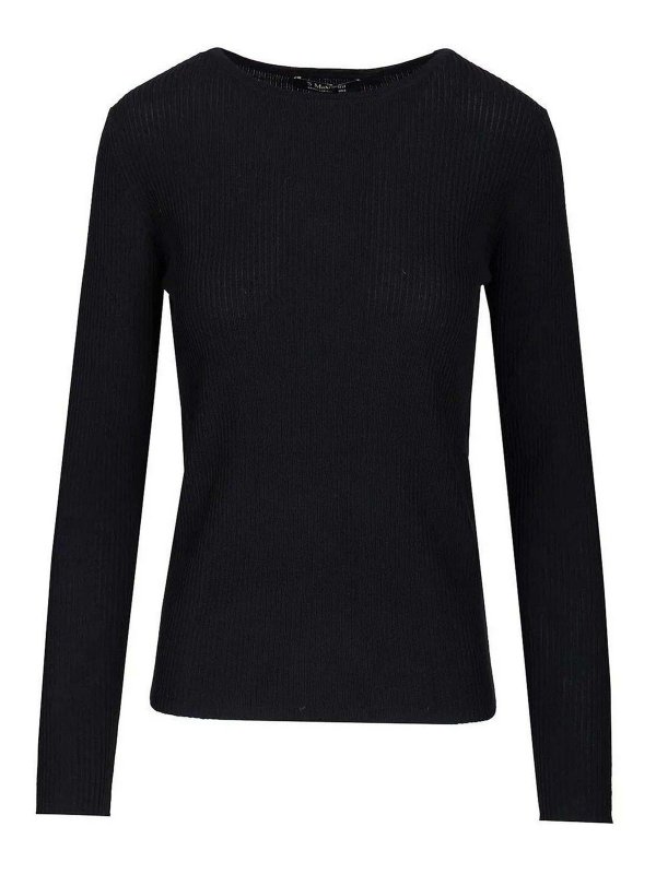 Max Mara: Suéteres con cuello pico - Suéter Cuello Redondo - Azul