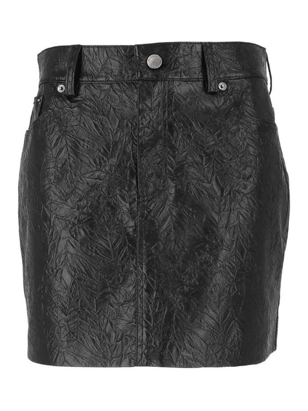 MICHAEL KORS: レザースカート - レザースカート - 黒