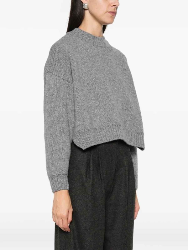The Best Shops SESSùN: Strickpullover mit Rundhalsausschnitt - Rundhalspullover - Grau
