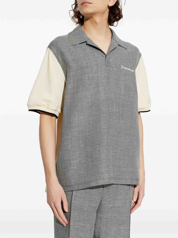 The Best Shops DSQUARED2: t-shirts - Houndstooth wool-linen polo