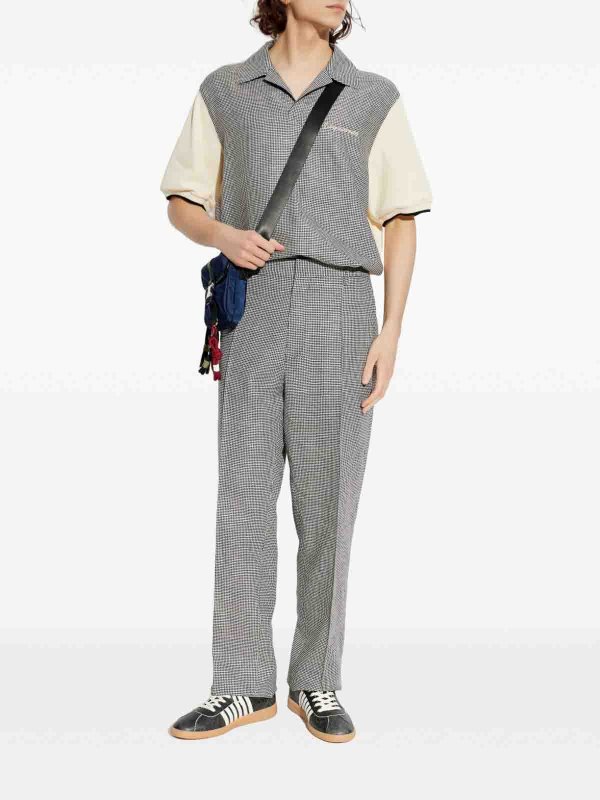 DSQUARED2 buy online Houndstooth wool-linen polo