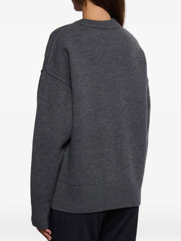 The Best Shops AMI PARIS: Strickpullover mit Rundhalsausschnitt - Rundhalspullover - Hellgrau