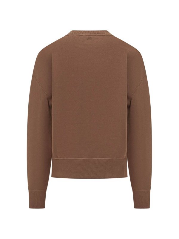 クルーネック - ブラウン shop online: AMI PARIS