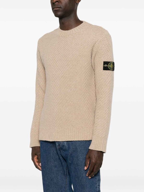 クルーネック - グレイッシュブラウン shop online: STONE ISLAND
