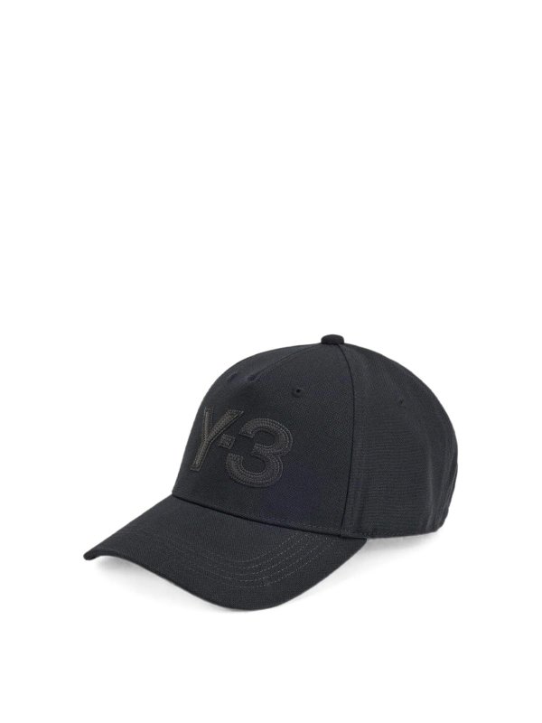 Y-3: hats & caps - Logo cotton baseball cap