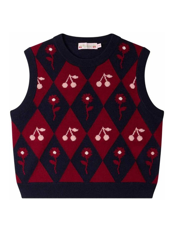 Bonpoint: crew necks - Maelle sleeveless cherry jumper