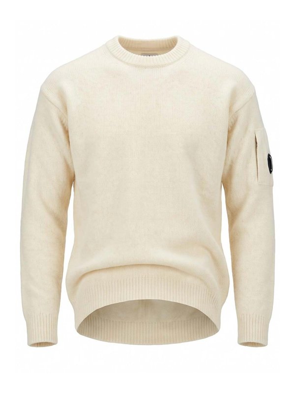 C.P. COMPANY: Strickpullover mit Rundhalsausschnitt - Rundhalspullover - Weiß