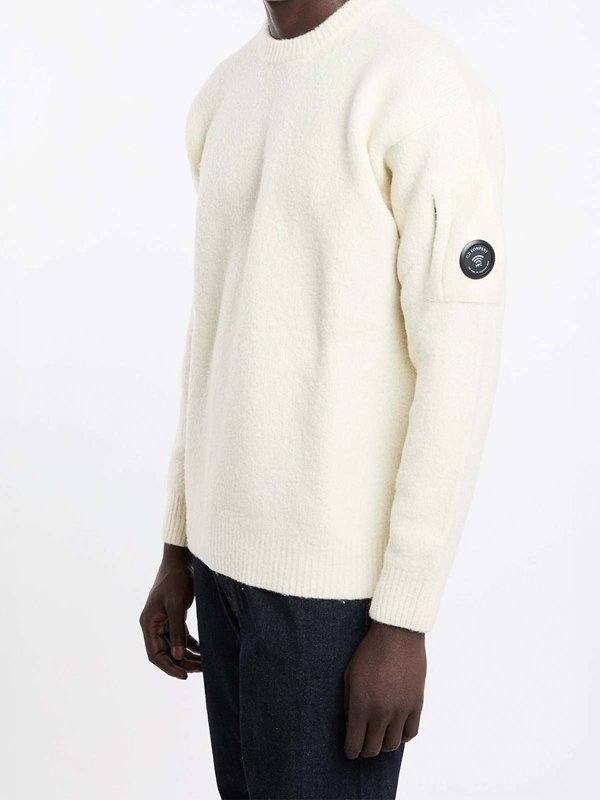 C.P. COMPANY: Strickpullover mit Rundhalsausschnitt online - Rundhalspullover - Weiß