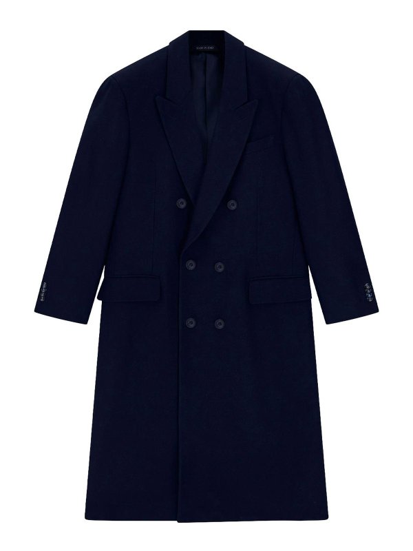 GIORGIO ARMANI: long coats - Virgin wool and cashmere chevron coat