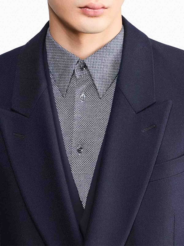 Virgin wool and cashmere chevron coat shop online: GIORGIO ARMANI