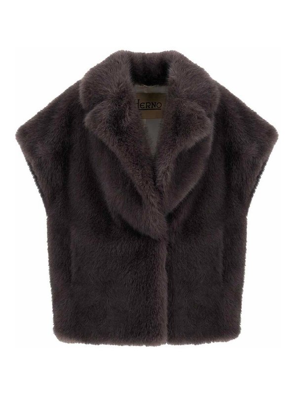 HERNO: waistcoats & gilets - Long-pile fur-touch gilet
