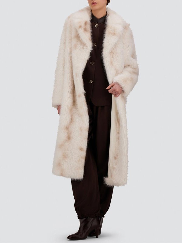 HERNO: long coats online - Lynx-effect fur-touch coat