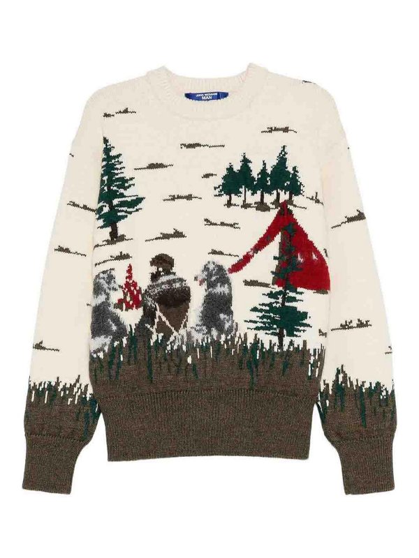 JUNYA WATANABE: Strickpullover mit Rundhalsausschnitt - Rundhalspullover - Weiß