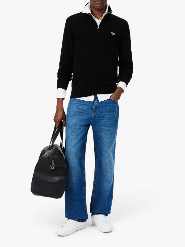LACOSTE: crew necks online - Carded wool high-neck zip-up jumper
