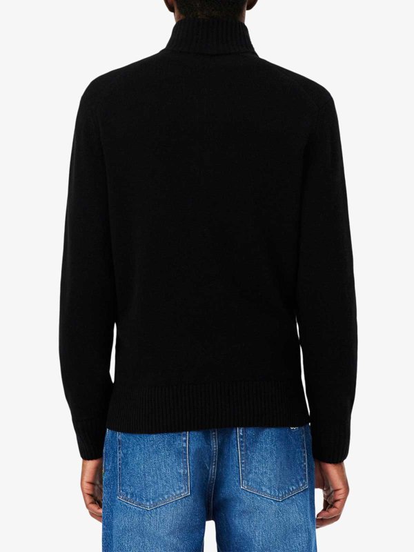The Best Shops LACOSTE: crew necks - Carded wool high-neck zip-up jumper