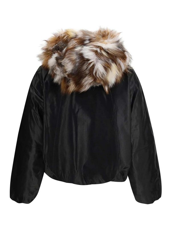 MOOSE KNUCKLES: bombers online - Cardin leather bomber with fur hood