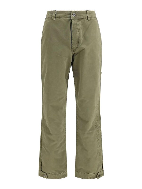 OFF-WHITE: casual trousers - Racing Staff straight-leg cotton trousers