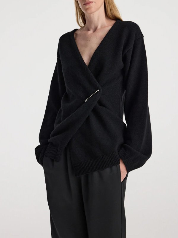 ROHE: cardigans online - Off-shoulder wrap cardigan