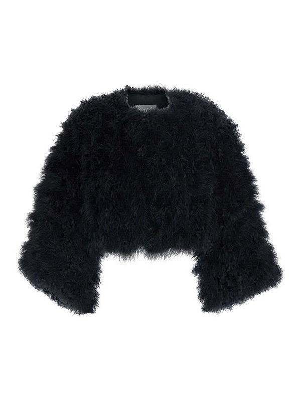 YVES SALOMON: casual jackets - Cropped feather jacket
