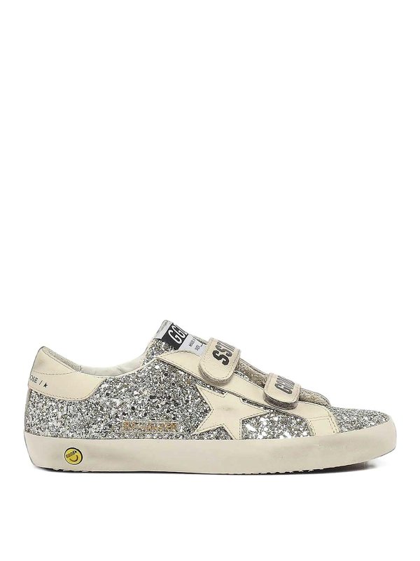 GOLDEN GOOSE: trainers - Old School glitter leather-detail sneakers