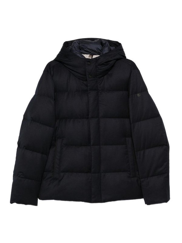 DUNO: padded jackets - Short navy wool down jacket