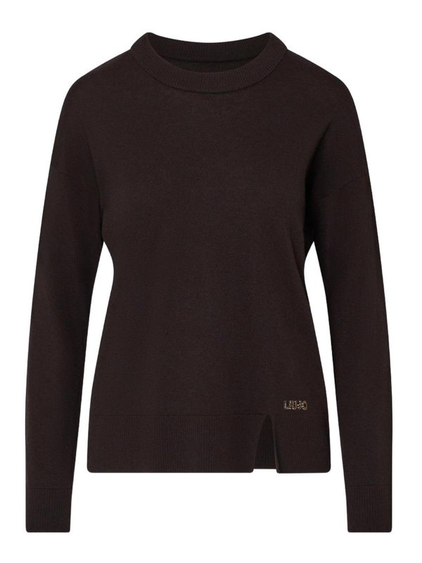 Liu Jo: Strickpullover mit Rundhalsausschnitt - Rundhalspullover - Braun