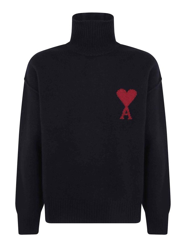 AMI PARIS: Pull col rond - Pull Col Rond - Noir