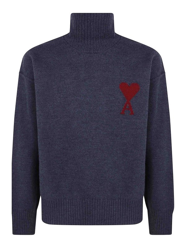 AMI PARIS: Pull col rond - Pull Col Rond - Gris