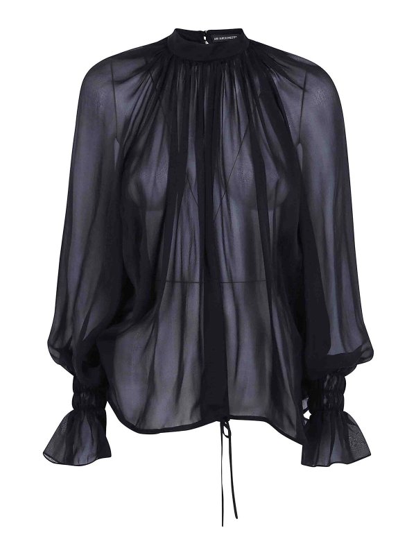 ANN DEMEULEMEESTER: Tops y camisetas sin mangas - Top - Negro