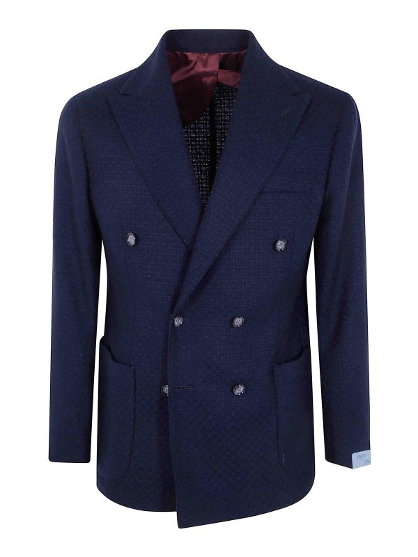 BARBA: blazers - Blue Bactive double-breasted jacket