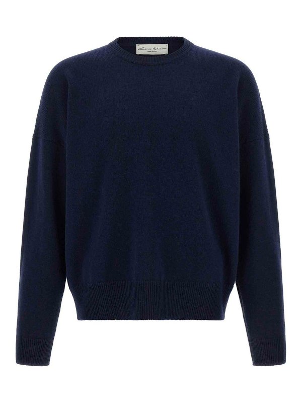 LARMERI STUDIO: Strickpullover mit Rundhalsausschnitt - Rundhalspullover - Blau