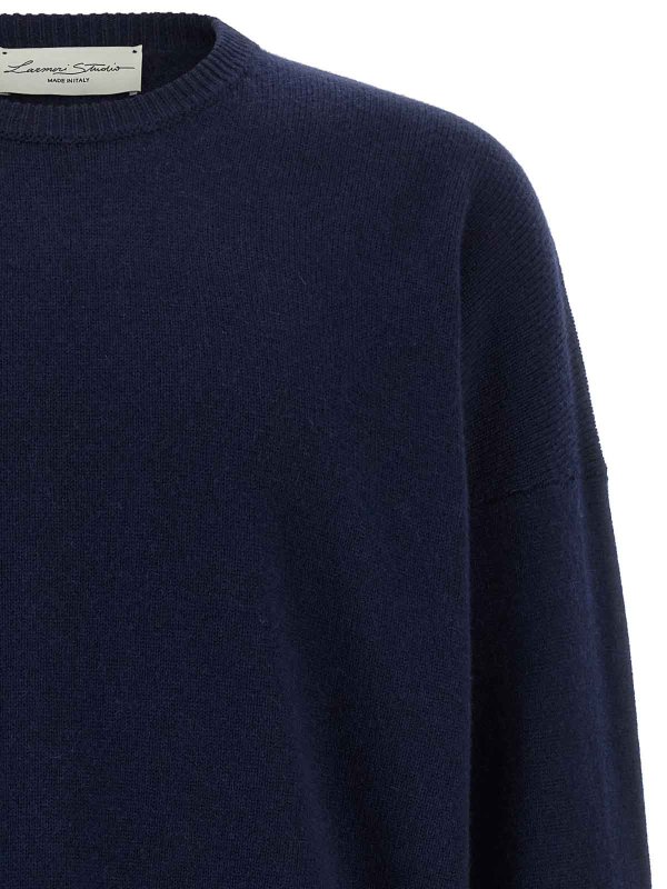 The Best Shops LARMERI STUDIO: Strickpullover mit Rundhalsausschnitt - Rundhalspullover - Blau