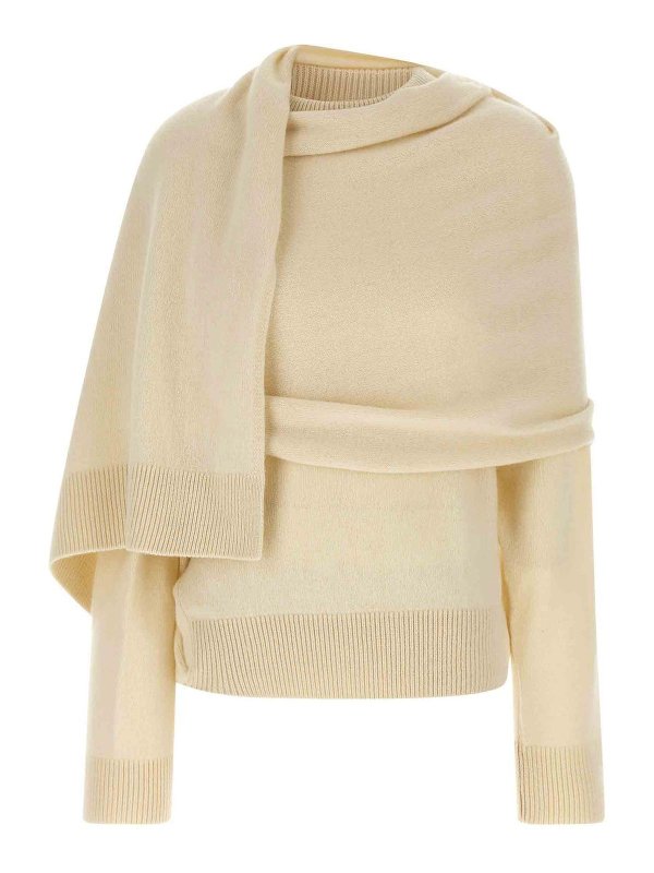 ARMARIUM: Strickpullover mit Rundhalsausschnitt - Rundhalspullover - Weiß