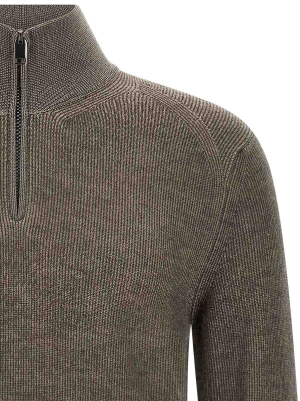 The Best Shops BRIONI: Strickpullover mit Rundhalsausschnitt - Rundhalspullover - Braun