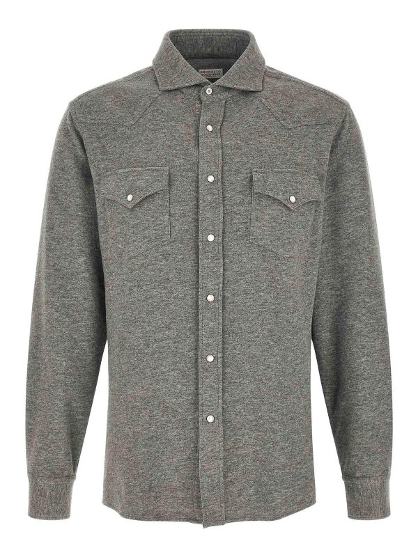 BRUNELLO CUCINELLI: Camisas - Camisa - Gris