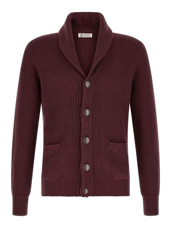 BRUNELLO CUCINELLI: カーディガン - カーディガン - ダークレッド