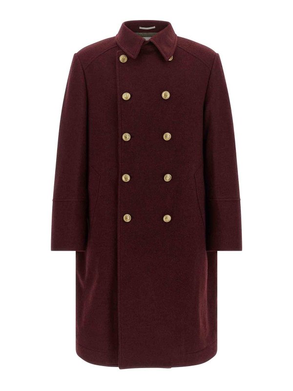 BRUNELLO CUCINELLI: ロングコート - ロングコート - ダークレッド