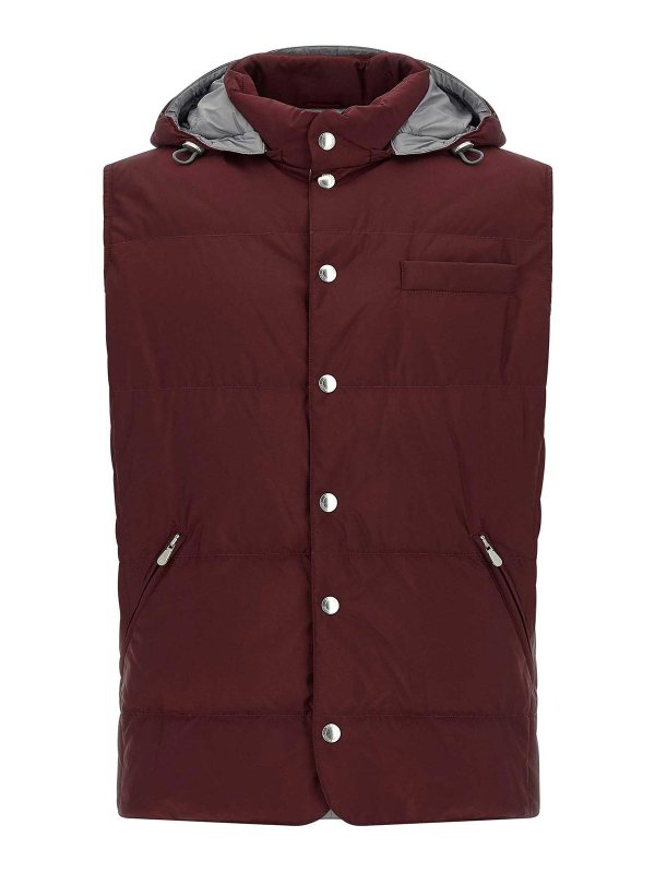 BRUNELLO CUCINELLI: ダウン・ハイテクジャケット - ダウンジャケット - ダークレッド